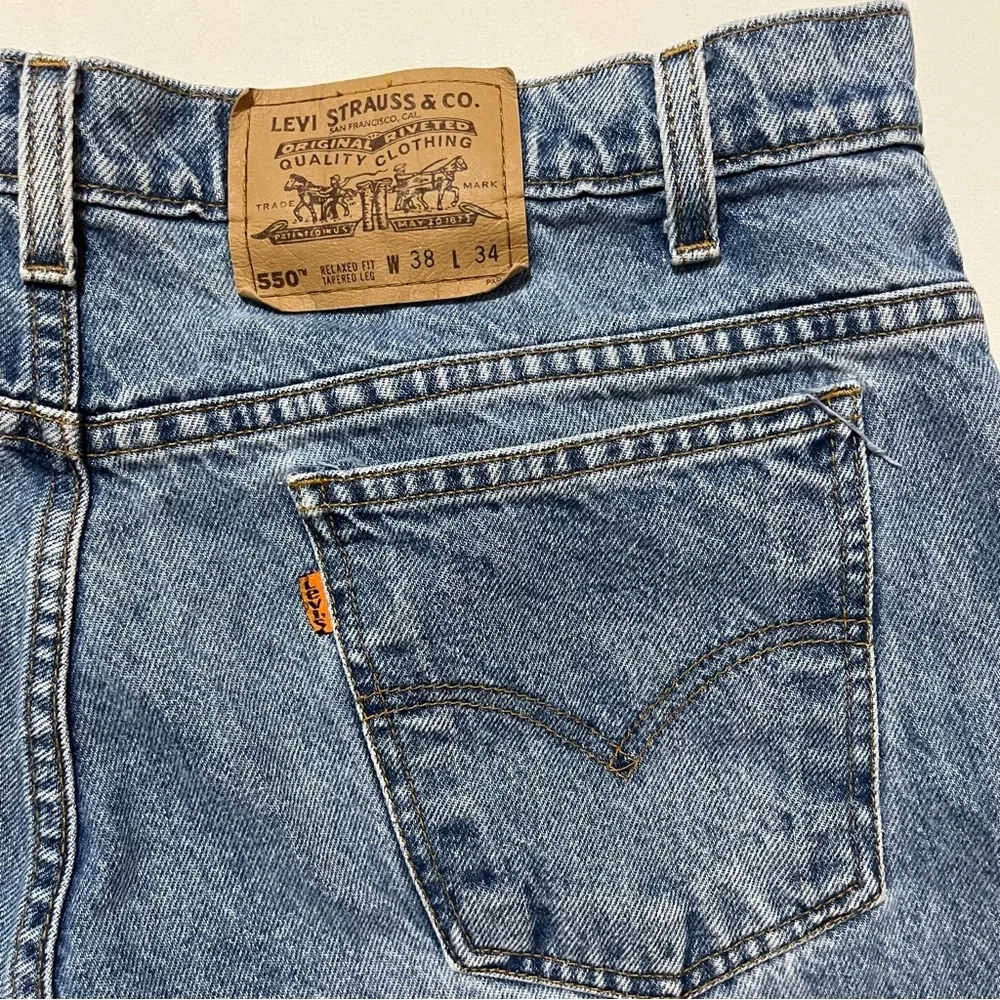 Levi's 550 Orange Tab‎ Relaxed Tapered Jeans Light Wash Mens 38x34 Y2K Vintage